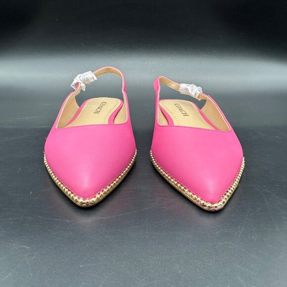 Coach Womens Petunia Pink Vae Leather Skimmer Flats Box Pointed Toe Size 6.5 - Picture 5 of 13